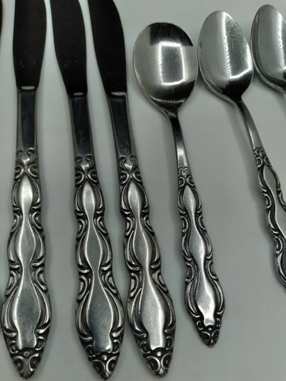 Vtg. 11 National Stainless Japan flatware bundle Marquee pattern MCM cottagecore